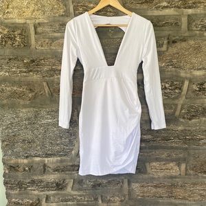 Deep V long sleeve dress